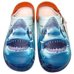 Rugged Shark Clog Sandals Discovery Shark Week Swivel Strap Mens Sizes 7-13 Blue